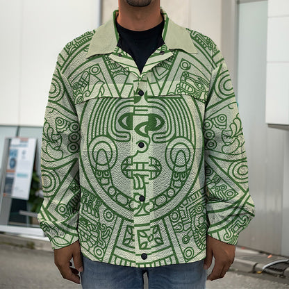 Green Maya Calendar Print Men's Shirt Jacket