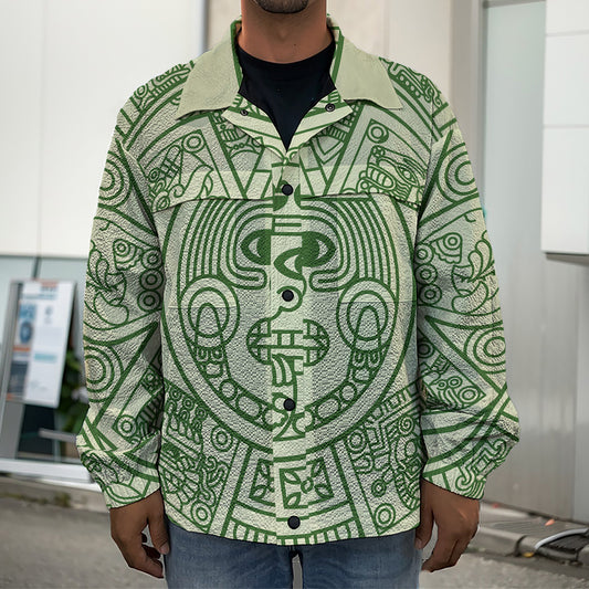 Green Maya Calendar Print Men's Shirt Jacket