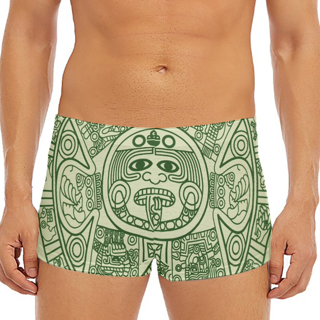 Green Maya Calendar Print Men's Short Boxer Briefs