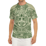 Green Maya Calendar Print Men's Short Sleeve Rash Guard