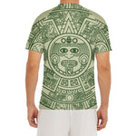 Green Maya Calendar Print Men's Short Sleeve Rash Guard