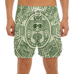 Green Maya Calendar Print Men's Split Running Shorts