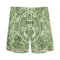Green Maya Calendar Print Men's Athletic Shorts