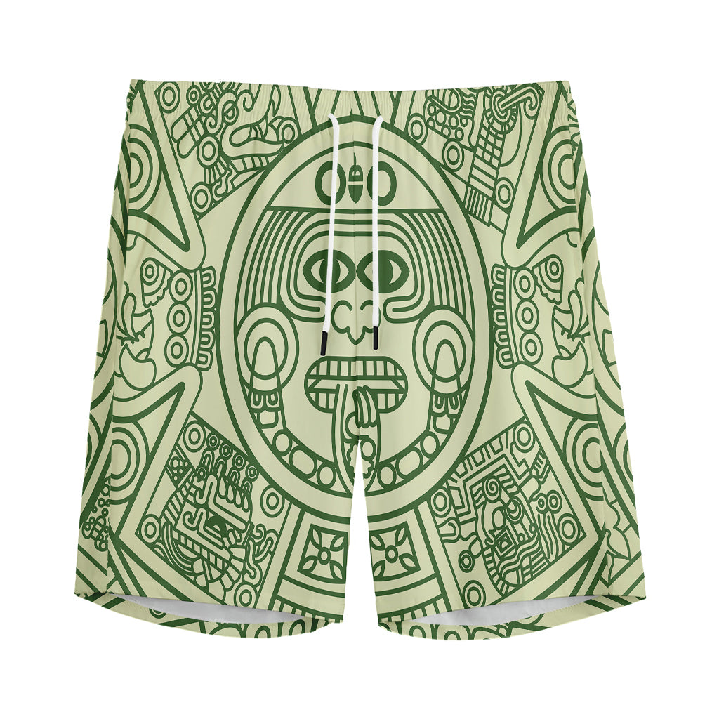 Green Maya Calendar Print Men's Sports Shorts