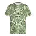 Green Maya Calendar Print Men's Athletic T-Shirt