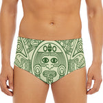Green Maya Calendar Print Men's Triangle Swim Briefs