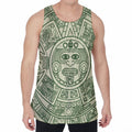 Green Maya Calendar Print Men's Velvet Tank Top
