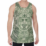 Green Maya Calendar Print Men's Velvet Tank Top