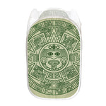 Green Maya Calendar Print Mesh Laundry Hamper