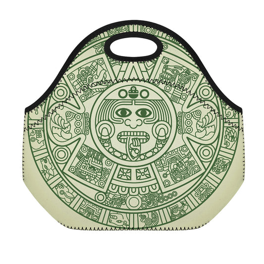 Green Maya Calendar Print Neoprene Lunch Bag