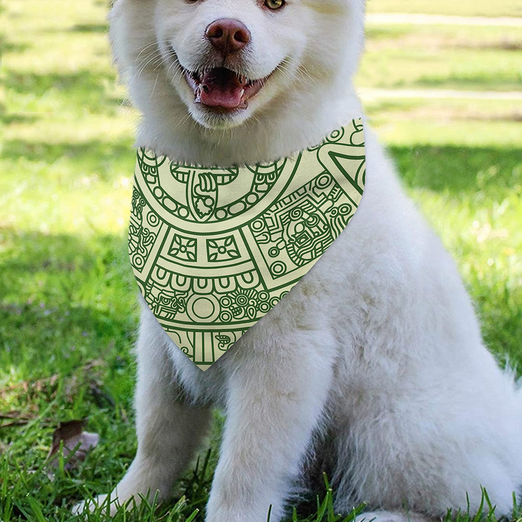 Green Maya Calendar Print Over The Collar Dog Bandana