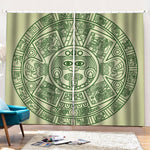 Green Maya Calendar Print Pencil Pleat Curtains