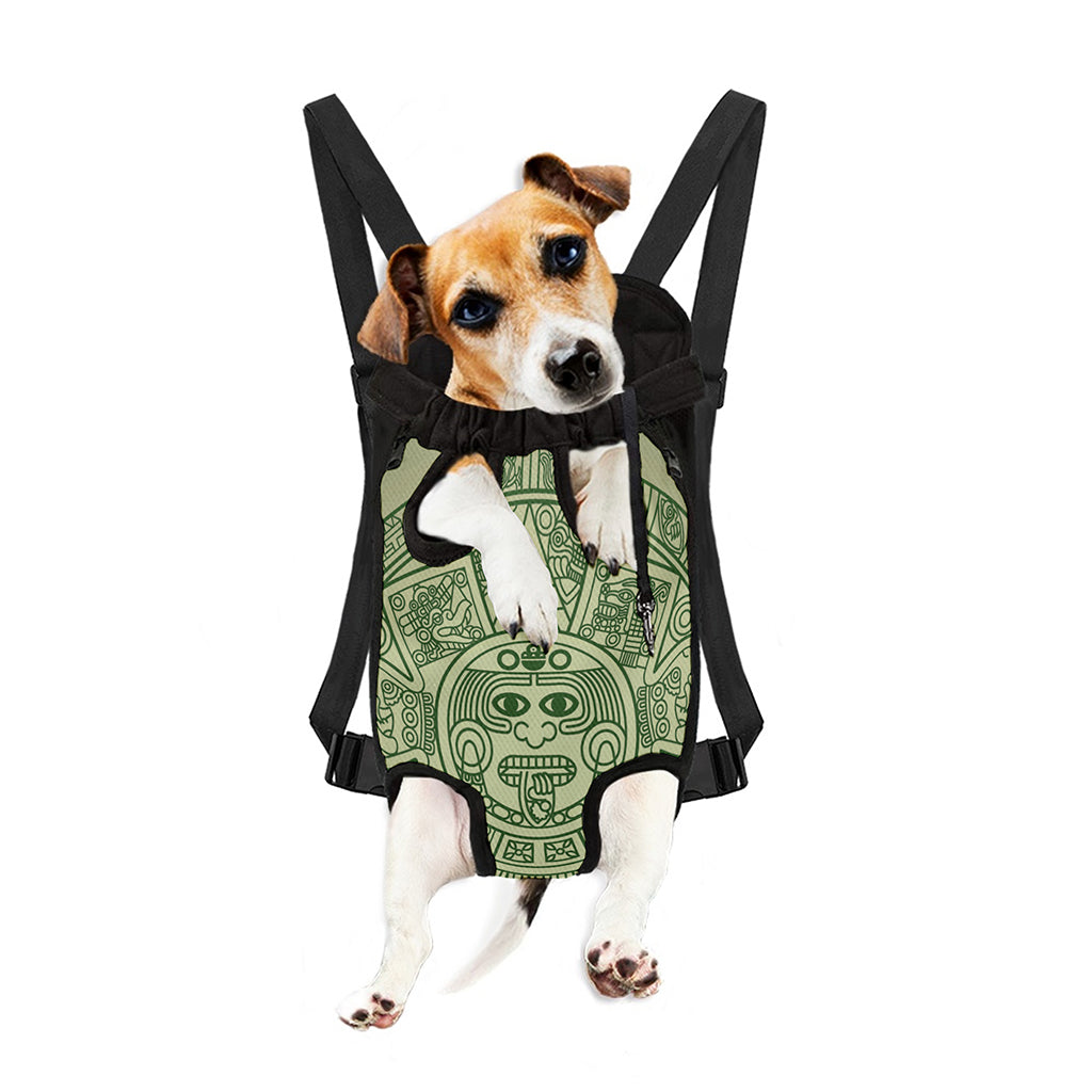 Green Maya Calendar Print Pet Carrier Backpack
