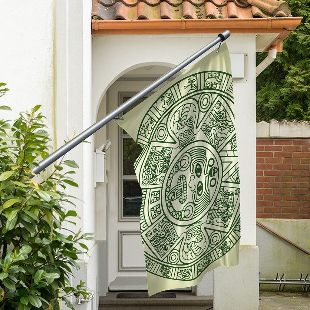 Green Maya Calendar Print Polyester Flag