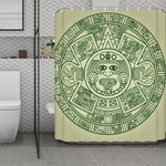 Green Maya Calendar Print Polyester Shower Curtain