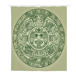 Green Maya Calendar Print Polyester Shower Curtain