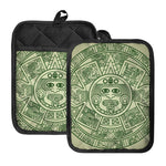 Green Maya Calendar Print Pot Holders With Pocket
