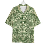 Green Maya Calendar Print Rayon Hawaiian Shirt