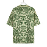 Green Maya Calendar Print Rayon Hawaiian Shirt