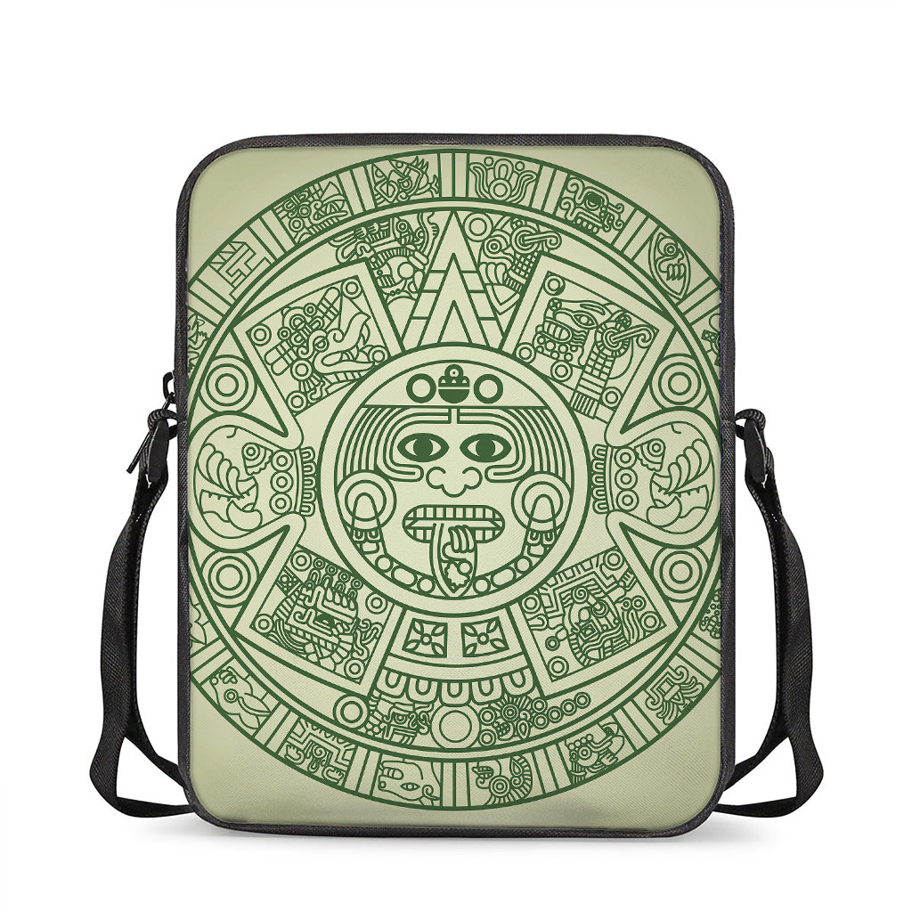 Green Maya Calendar Print Rectangular Crossbody Bag