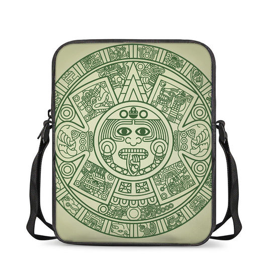 Green Maya Calendar Print Rectangular Crossbody Bag