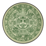 Green Maya Calendar Print Round Floor Mat
