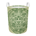 Green Maya Calendar Print Round Laundry Basket