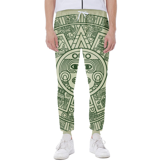 Green Maya Calendar Print Scuba Joggers