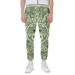 Green Maya Calendar Print Scuba Joggers