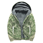Green Maya Calendar Print Sherpa Lined Zip Up Hoodie