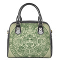 Green Maya Calendar Print Shoulder Handbag