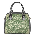 Green Maya Calendar Print Shoulder Handbag