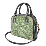 Green Maya Calendar Print Shoulder Handbag