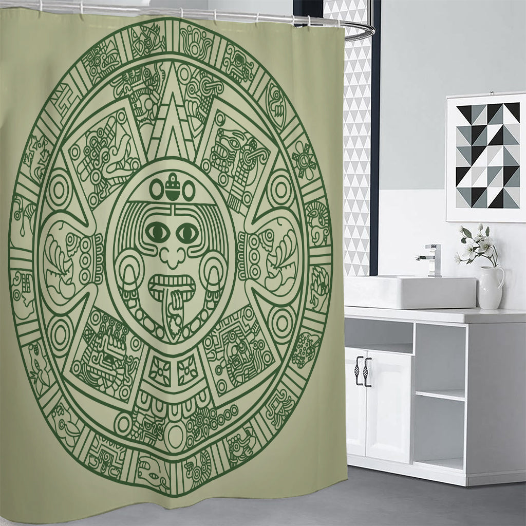 Green Maya Calendar Print Shower Curtain