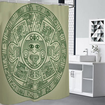 Green Maya Calendar Print Shower Curtain