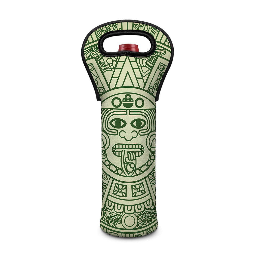 Green Maya Calendar Print Single Neoprene Wine Tote