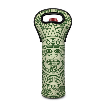 Green Maya Calendar Print Single Neoprene Wine Tote