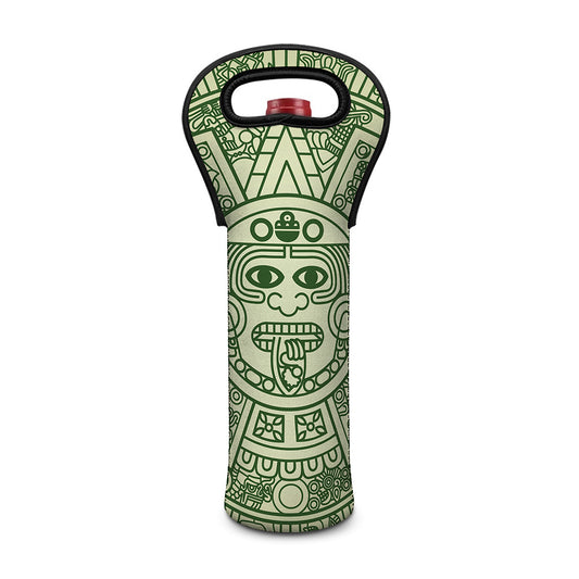 Green Maya Calendar Print Single Neoprene Wine Tote