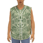Green Maya Calendar Print Sleeveless Baseball Jersey