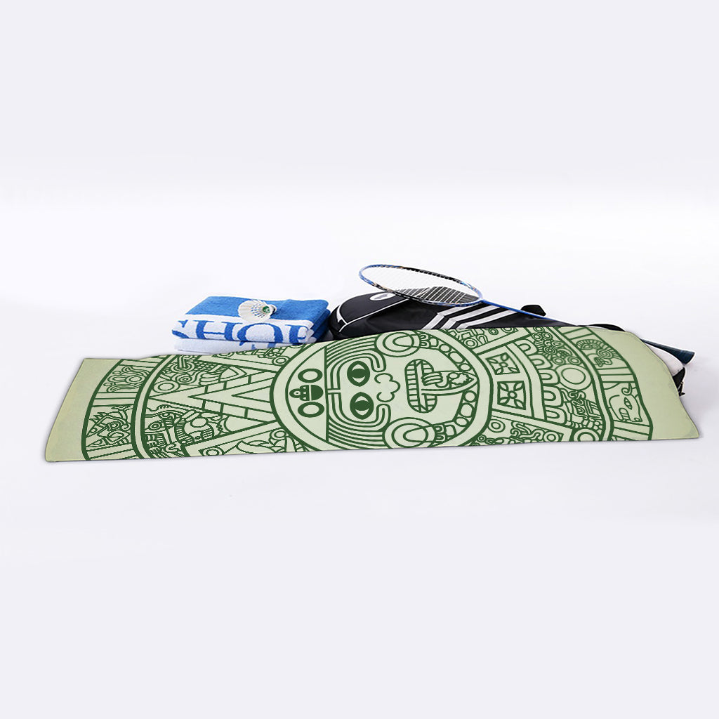 Green Maya Calendar Print Sports Towel