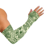 Green Maya Calendar Print Sun Protection Arm Sleeves
