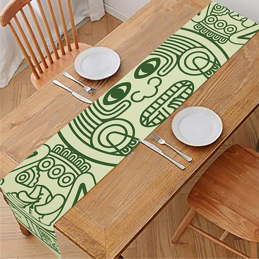 Green Maya Calendar Print Table Runner
