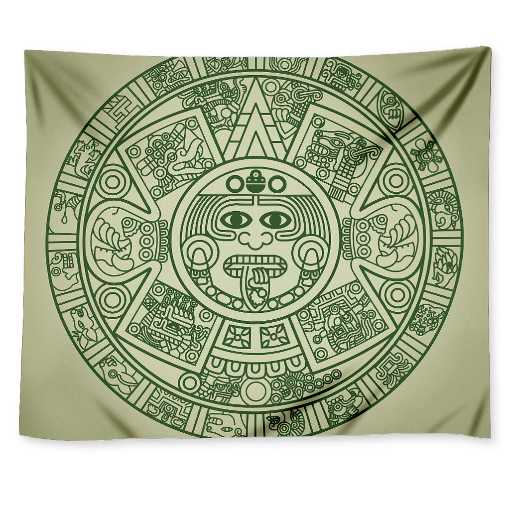 Green Maya Calendar Print Tapestry