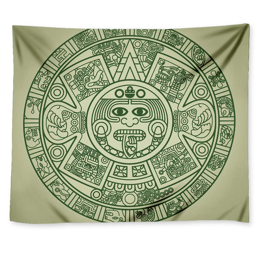 Green Maya Calendar Print Tapestry
