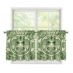 Green Maya Calendar Print Tier Curtains