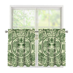 Green Maya Calendar Print Tier Curtains