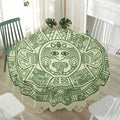Green Maya Calendar Print Waterproof Round Tablecloth