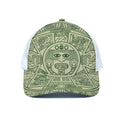 Green Maya Calendar Print White Mesh Trucker Hat