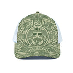 Green Maya Calendar Print White Mesh Trucker Cap