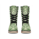 Green Maya Calendar Print Winter Boots